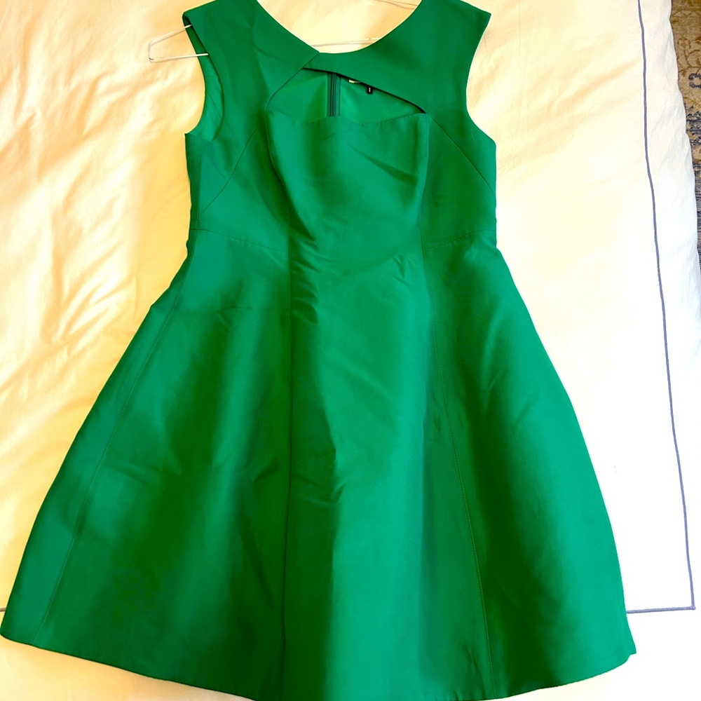 Halston Heritage Emerald Green Short Sleeve Dress with Cutout
